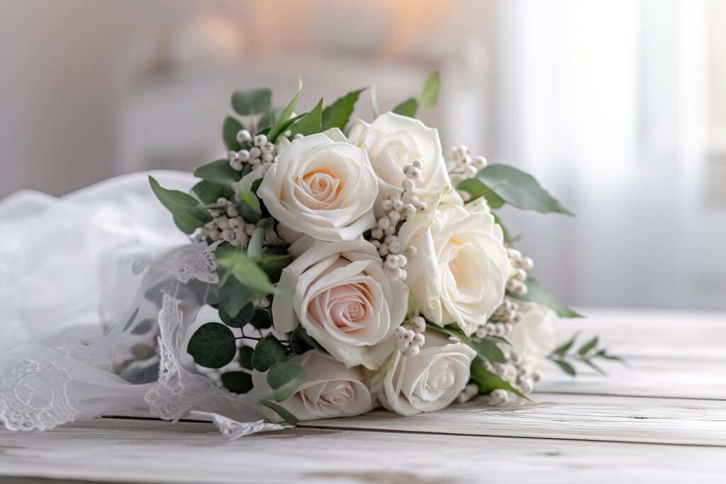 Bukiet białych róż z okazji rocznicy ślubu
