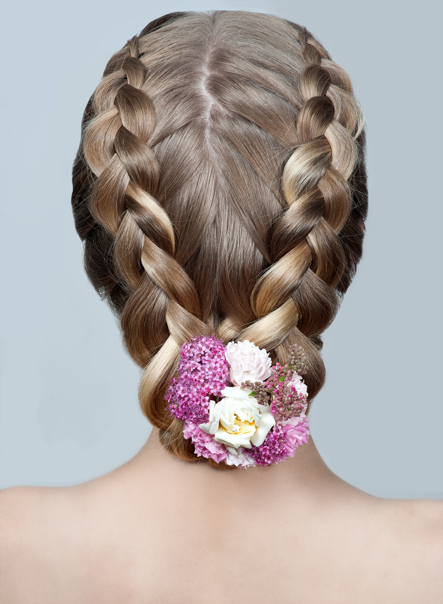 Fioletowo-białe kwiaty do włosów