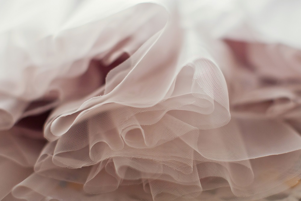 Materiał na suknię ślubną - różowy tiul