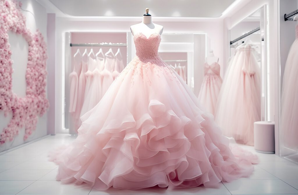 Suknia ślubna w odcieniach różu